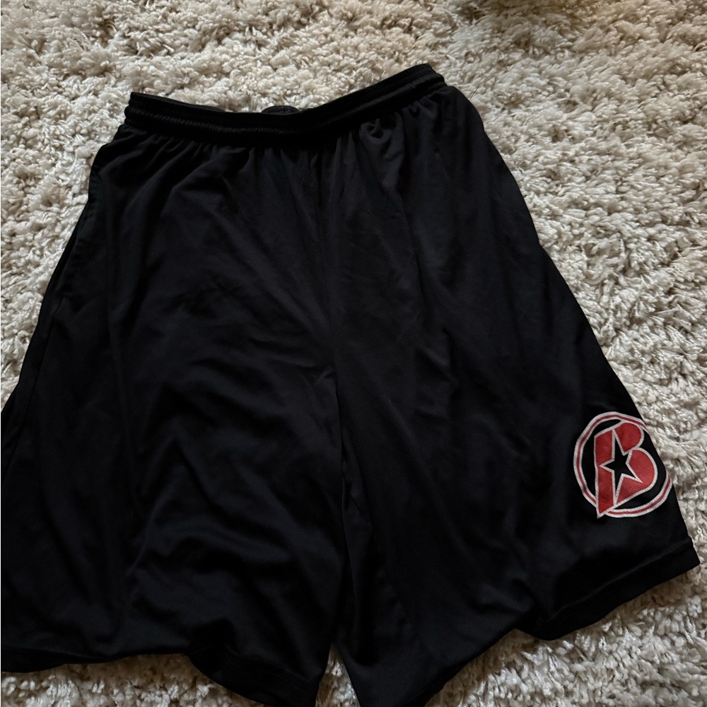 Sportek men’s athletic basketball sporty workout long Black and red shor…